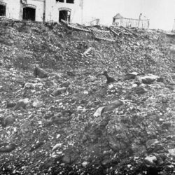04_Bologna aprile-maggio 1945. La fossa comune con i resti dei partigiani fucilati dai fascisti nei pressi della stazione ferroviaria di San Ruffillo. (Ansaloni).